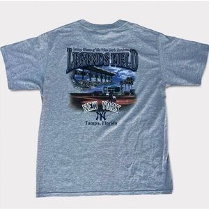 Vintage 2003 New York Yankees Legends Field Double Sided Tshirt Size L Gray EUC